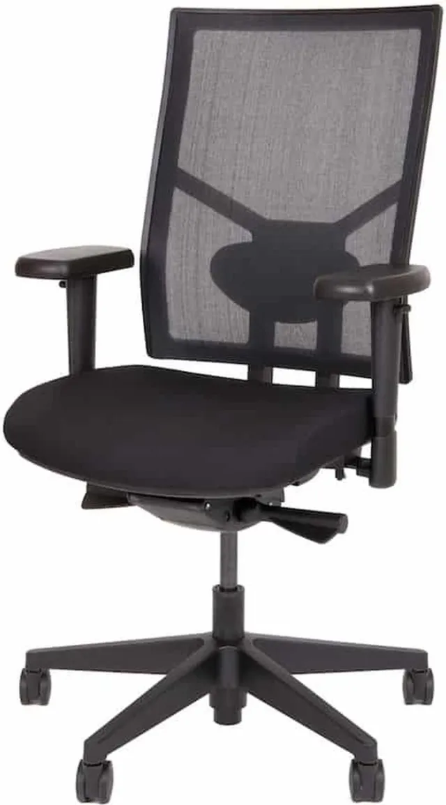 ABC Kantoormeubelen Ergonomische bureaustoel 787 NPR-1813 zwarte zitting met rug in wit mesh stof chrome frame