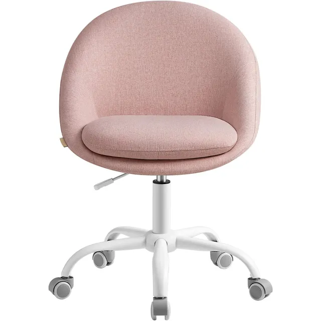 Songmics Bureaustoel - Make-up Stoel - Verstelbare Hoogte - Gevoerde Zitting - Bureau Stoel Roze