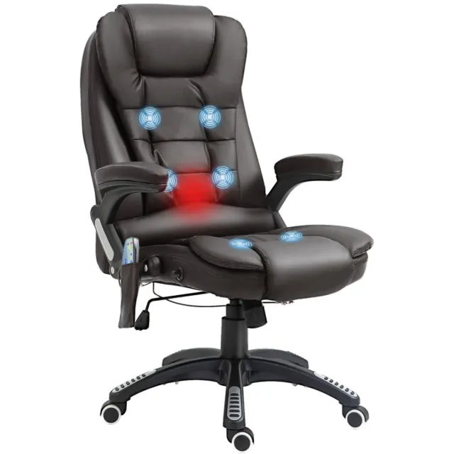 ZYLARO Ergonomische Bureaustoel met Massagefunctie, Schommelfunctie & Verwarmingsfunctie - In Hoogte Verstelbaar - 360° Draaibaar - Kantoorstoel - Gamestoel - Volwassenen Stoel - Directiestoel - Computerstoel -Bruin