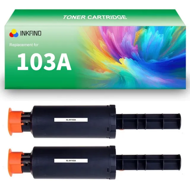 INKFIND 103A (W1103A) Dubbele Zwart tonercartridge compatibel met HP 103A W1103A Zwart geschikt voor HP Neverstop Laser 1000a/1000w/1200a/1200w - 2-pack Zwart Zwart x 2