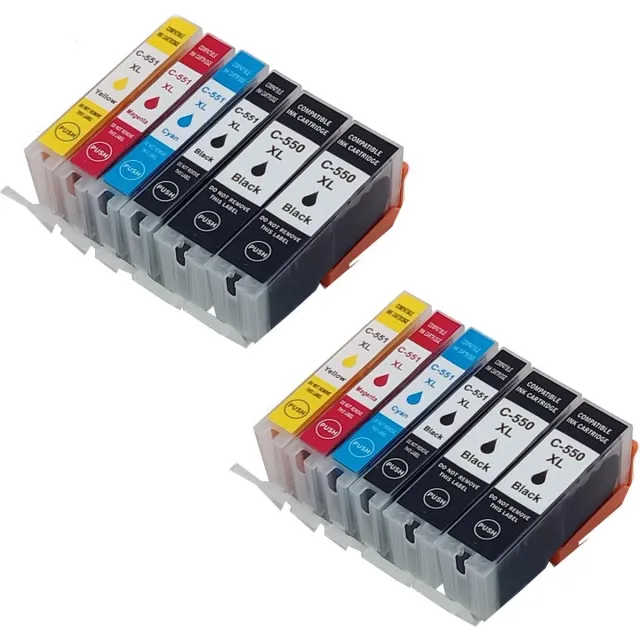 KATRIZ huismerk inkt PGI550XL/CLI551XL ( 12 stuks) | voor Canon Pixma IP 7250/8750/ Pixma IX 6800/6850 /Pixma MG 5450 /5500/5550/ 5600 /5650 /5655/ 6300/6350 /6450/ 6600 /6650/7150/7550 / Pixma MX 725 / 925 Zwart, Cyaan, Magenta, Geel