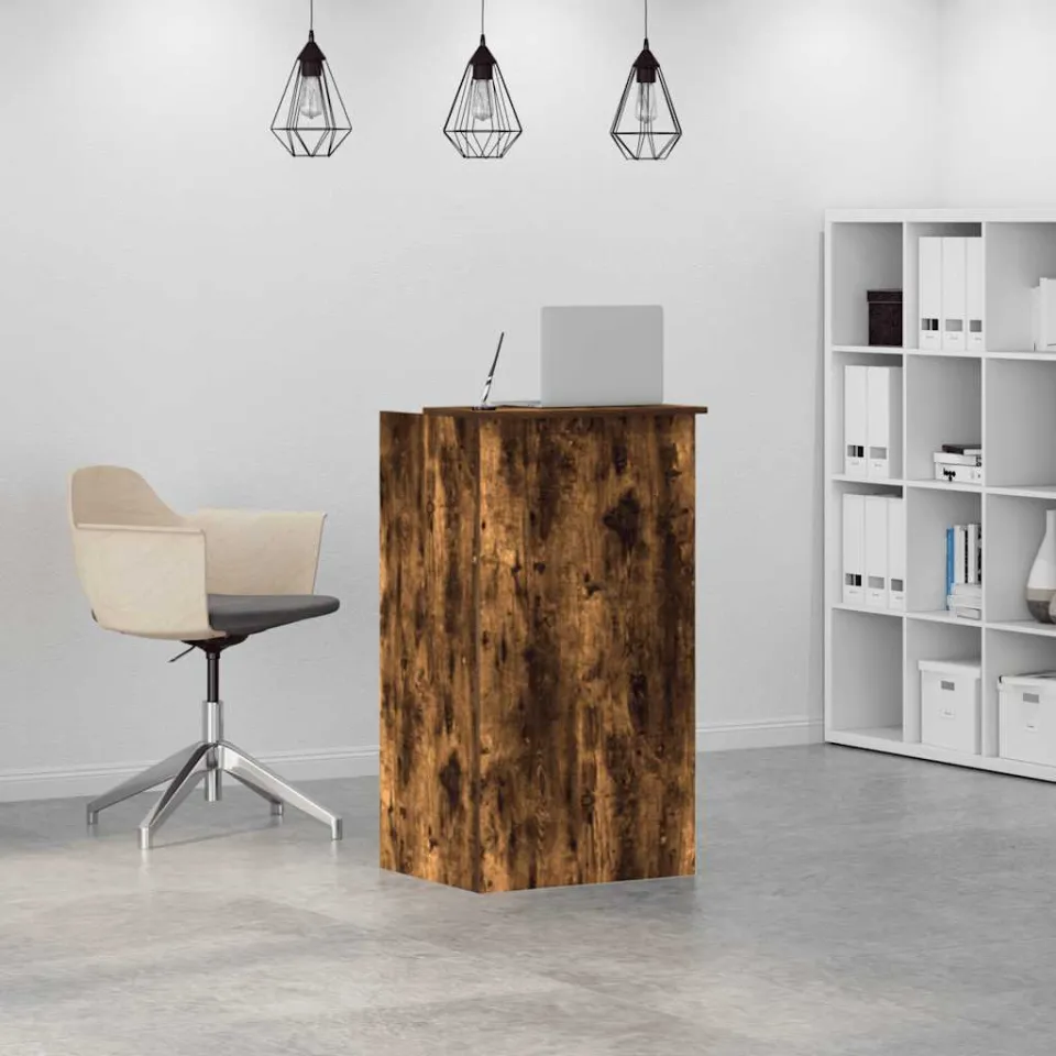 vidaXL Receptiebalie 55x50x103,5 cm bewerkt hout gerookt eikenkleurig, foto 2