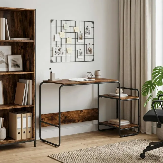 vidaXL Bureau met opbergruimte Gerookt eiken 131.5 x 50 x 75.5 cm, foto 2