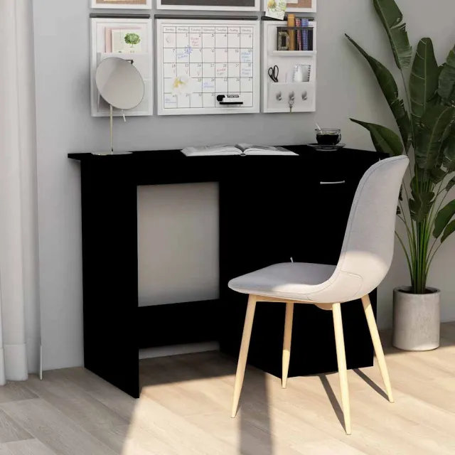 vidaXL Bureau 100x50x76 cm bewerkt hout zwart, foto 2
