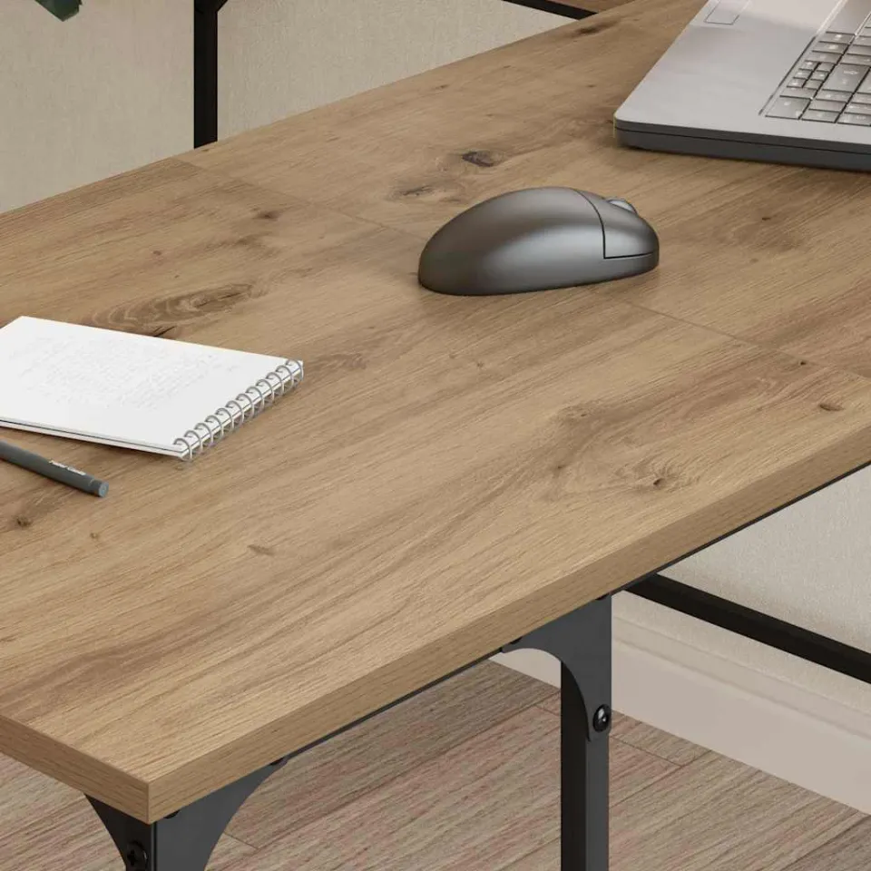 vidaXL Bureau Artisan Eiken 139 x 139 x 75 cm Bewerkt hout, foto 4
