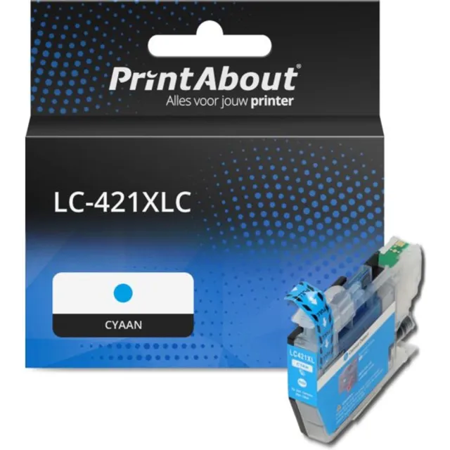 PrintAbout huismerk Inktcartridge LC-421XLC Cyaan Hoge capaciteit geschikt voor Brother