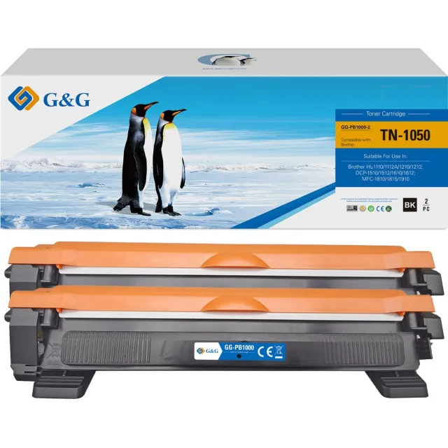 G&G Huismerk Tonercartridge Alternatief voor Brother TN-1050 -zwart 2 stuk(s)