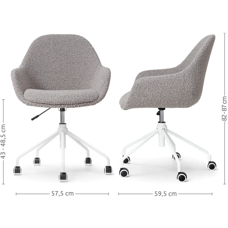 Nolon Nout-Mae bureaustoel bouclé taupe - wit onderstel, foto 3