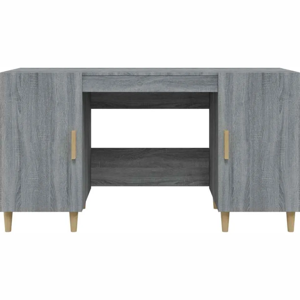 vidaXL Bureau 140x50x75 cm bewerkt hout grijs sonoma eikenkleurig, foto 4