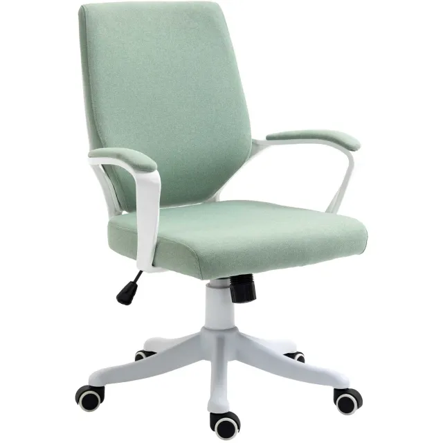 Lunpog Bureaustoel - ergonomische draaistoel met gevoerde armleuningen - computerstoel - in hoogte verstelbaar - kantelfunctie - Groen+Wit Beige