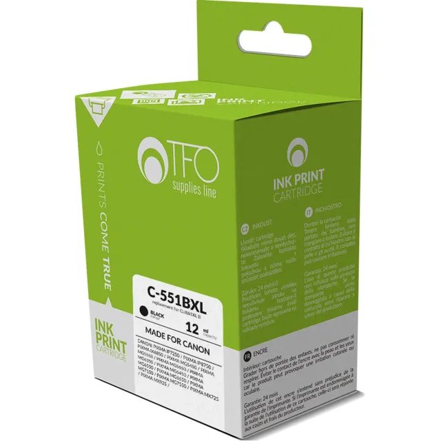 TelForceOne Canon Inkt/Toner cartridge C-551BXL - Vervangt CLI551XL B - Zwart - Geschikt voor Canon PIXMA iP7200, Canon PIXMA IP7210, Canon PIXMA IP7220, Canon PIXMA IP7230, Canon PIXMA IP7240, Canon PIXMA iP7250, Canon PIXMA iP8720, Canon PIXMA iP8750