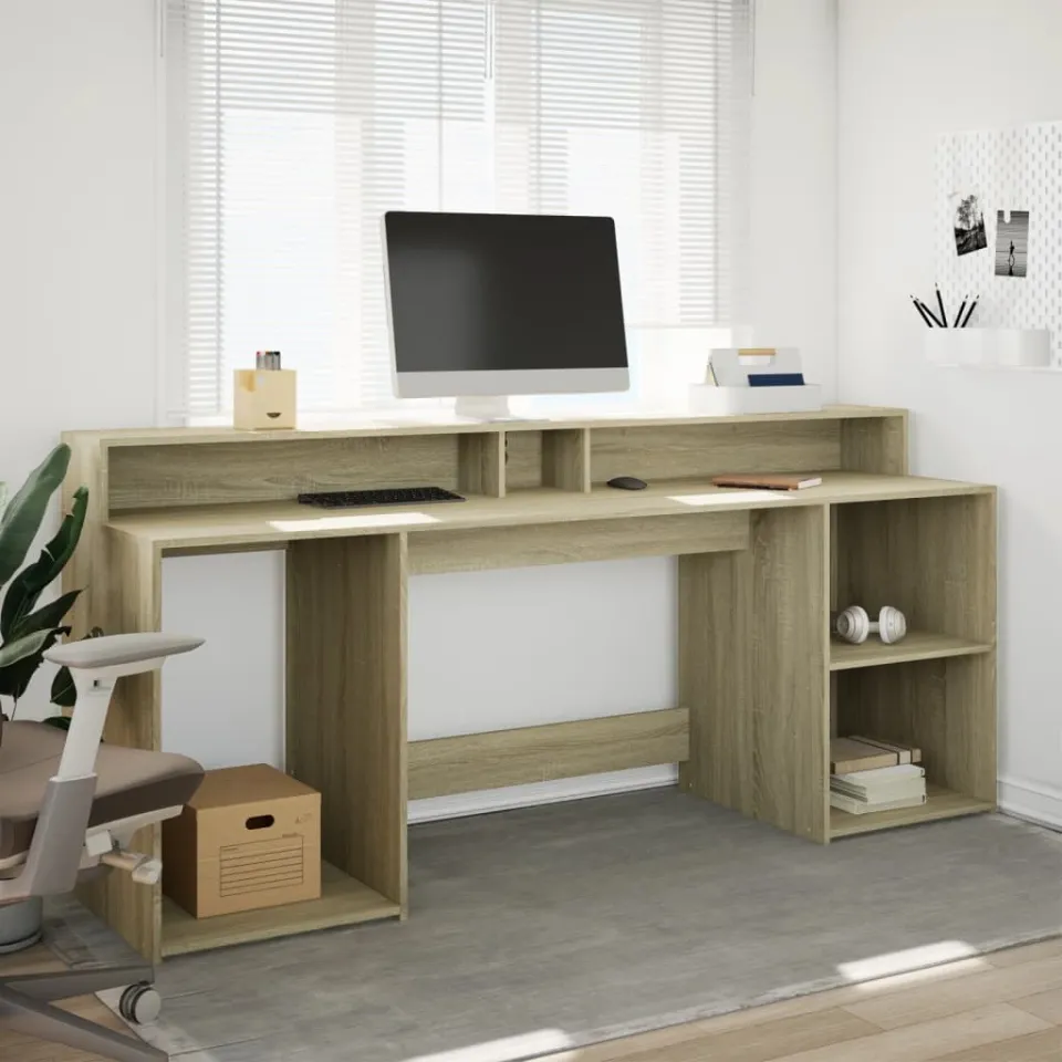 vidaXL Desk Sonoma Eiken 200 x 55 x 91 cm Engineered Wood, foto 3