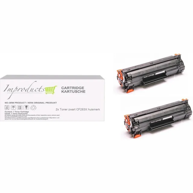 Improducts Toner - Alternatief Hp 83X 83A (CF283X CF283A) toner XL inhoud 2x toner zwart Zwart - 2x