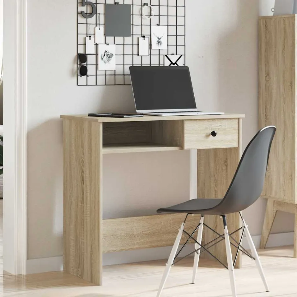 vidaXL Bureau 80x40x75 cm bewerkt hout sonoma eikenkleurig, foto 2