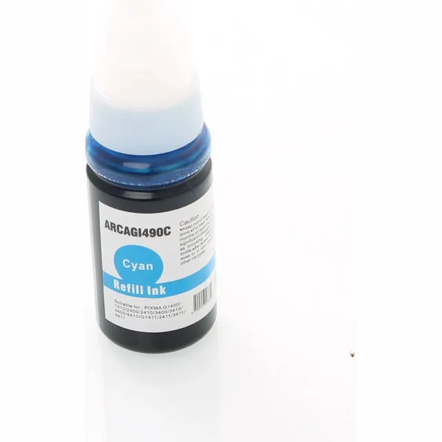 ABC huismerk navulflesje inkt geschikt voor Canon GI-490 cyan Pixma G1400 G1411 G2200 G2400 G2411 G3200 G3400 G3411