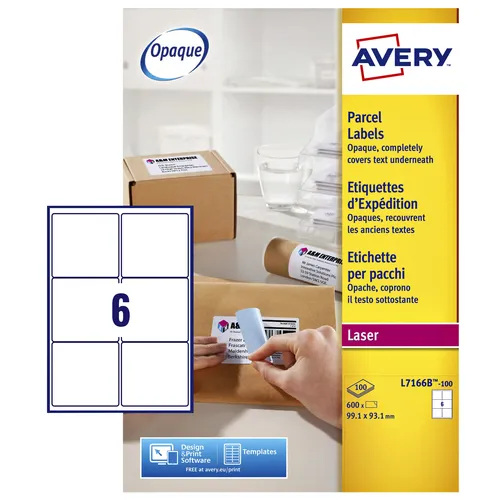Avery Etiket Avery L7166B-100 99.1x93.1mm blockout 600 stuks