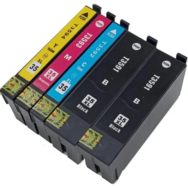 KATRIZ huismerk ink Epson 2x T3591XL Zwart + 1x T3592XL Cyaan + 1x T3593XL Magenta + 1x T3594XL Geel | 5 stuks Zwart, Cyaan, Magenta, Geel