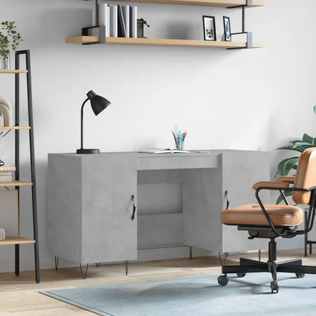 vidaXL Bureau 140x50x75 cm bewerkt hout betongrijs grijs, foto 2