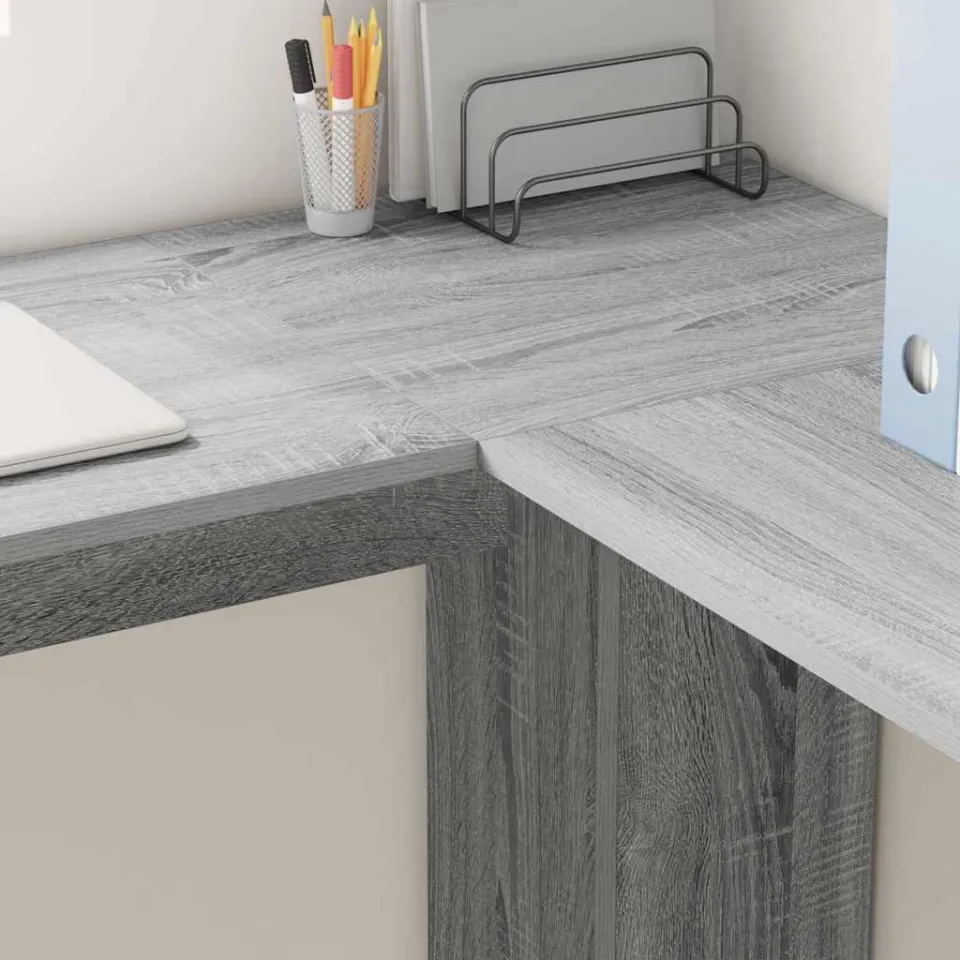 vidaXL Hoekbureau Grijs Sonoma 140 x 113,5 x 75 cm Bewerkt hout, foto 4