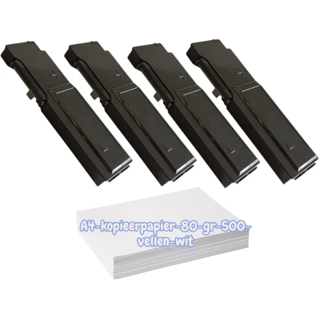 KATRIZ Toner Set Dell 593-11119/11122/11121/11120 – Zwart + Kleur – Huismerk – 4 Stuks – Geschikt voor Dell C3760/C3765 + 1pak A4 papier Zwart, Cyaan, Magenta, Geel