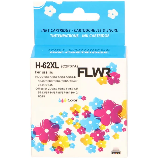 FLWR inktcartridge voor HP 62XL Kleur - Premium Huismerk HP 62 inkt (Kleur - hoge capaciteit) o.a. geschikt voor HP Envy 5540, HP OfficeJet 5740, HP Envy 6122e, HP OfficeJet 200