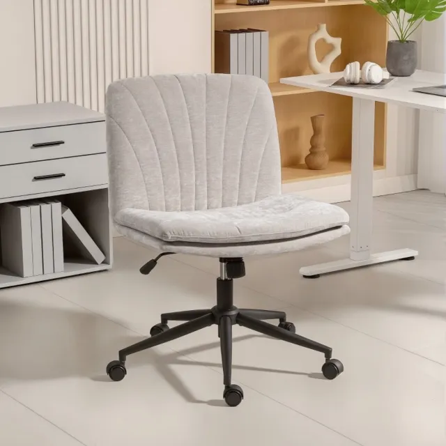 COVREO Bureaustoel 62x67x83-93 cm beige, chenille stof zonder armleuningen
