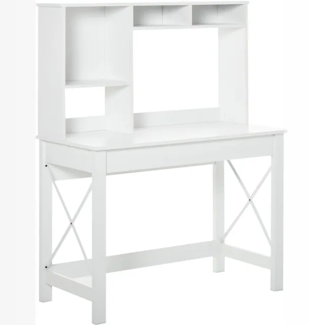 Homcom Bureau met planken-Hout-105x50x137cm-Wit