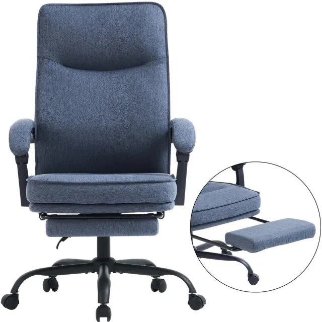 Duraxl Bureaustoel - Ergonomisch - Met voetensteun - Max. 150 kg Donkerblauw