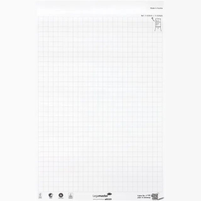 Legamaster flipchartpapier Sketch ECO, ft 98 x 65 cm, geruit, 20 vel, pak van 5 stuks