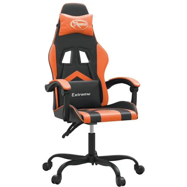 vidaXL Gamestoel - draaibaar - kunstleer - zwart - en - oranje zwart en oranje