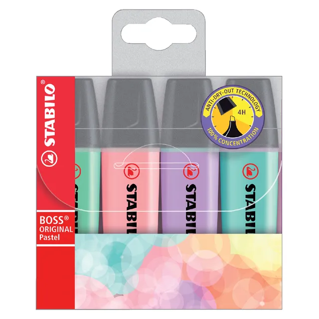 Stabilo Markeerstift STABILO BOSS Original 70/4 pastel assorti etui à 4 stuks