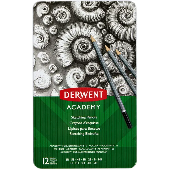 Derwent Potlood Derwent Academy 6B5H assorti hardheden blik à 12 stuks