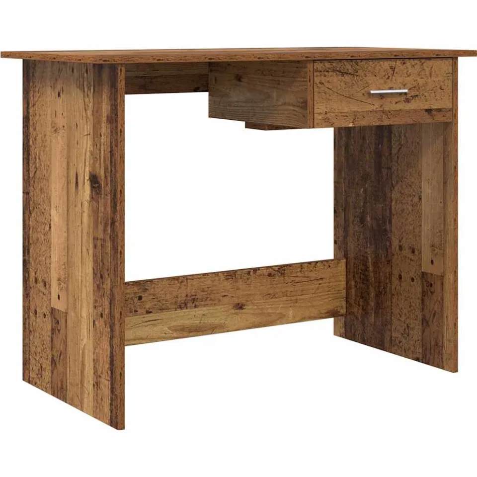 vidaXL Bureau Oudhout 100 x 50 x 76 cm Bewerkt hout bruin, foto 3