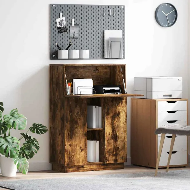 vidaXL Bureau Gerookt eiken 71,5 x 31,5 x 106,5 cm Bewerkt hout, foto 2