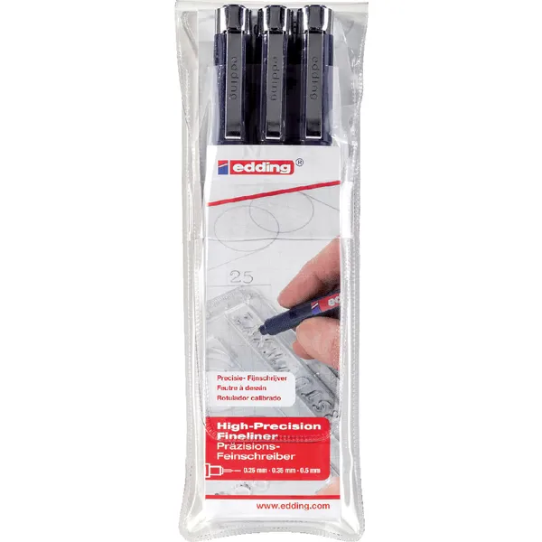 Edding Fineliner edding 1800 0.25mm - 0.35mm - 0.5mm zwart set à 3 stuks