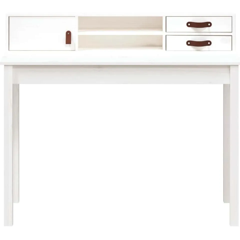 vidaXL Bureau 110x50x93 cm massief grenenhout wit, foto 3