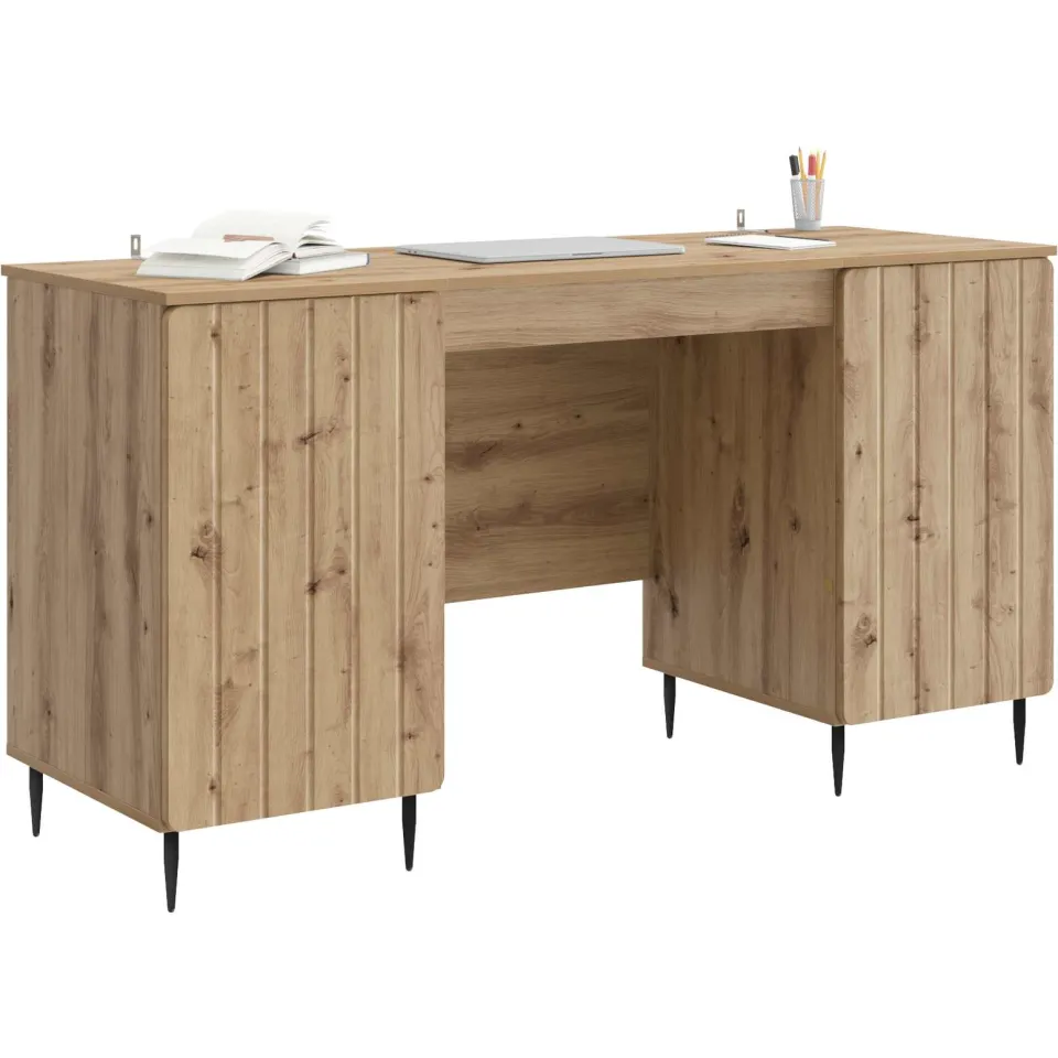vidaXL Bureau Artisanaal eiken 142,5 x 50 x 75 cm Bewerkt hout Bruin