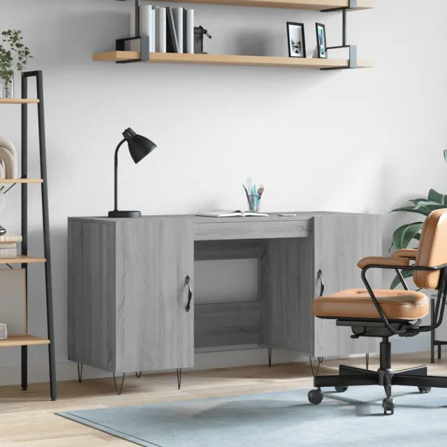vidaXL Bureau 140x50x75 cm bewerkt hout grijs sonoma eikenkleurig, foto 2
