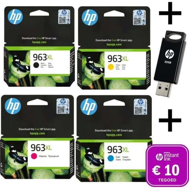 HP 963 XL Multi Bundel - Met Gratis 32 GB USB Stick & Instant Ink tegoed Zwart