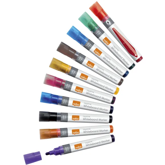 Nobo Whiteboardmarker Nobo Liquid ink rond assorti 3mm 10stuks