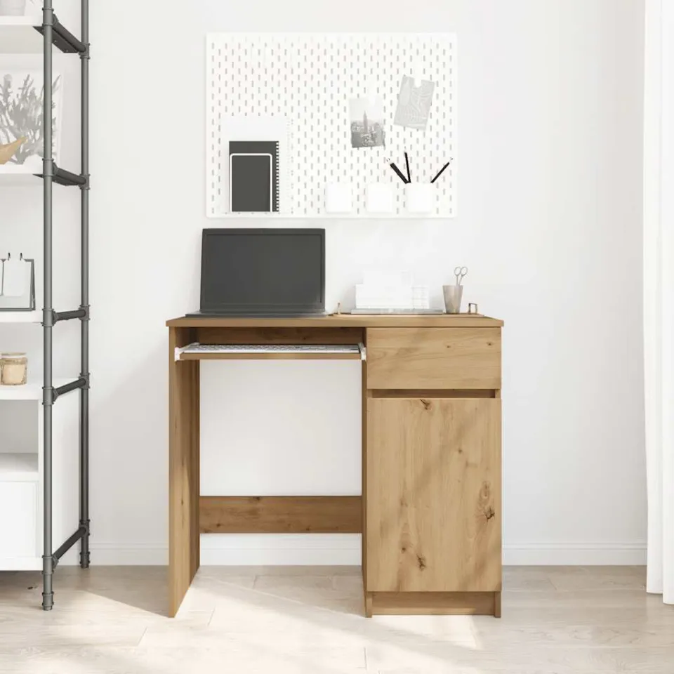 vidaXL Bureau ambachtelijk 86x49x76 cm spaanplaat eikenkleurig, foto 3