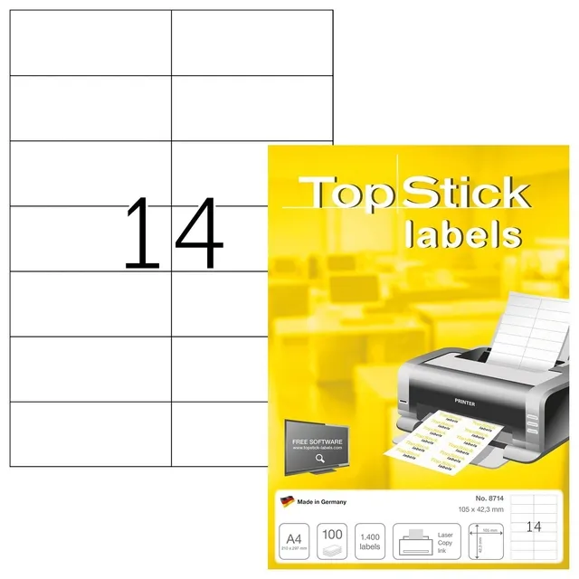 TopStick Etiket TopStick 8714 105x42.3mm wit 1400 stuks