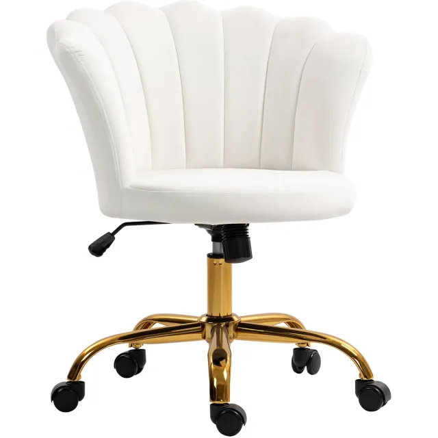 Homcom bureaustoel - Fluweel (100% polyester) - 69x64x90cm - Wit