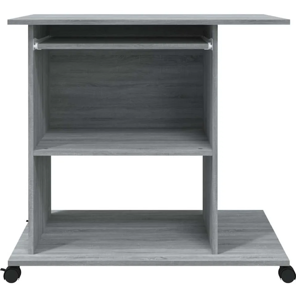vidaXL Computerbureau 80x50x75 cm bewerkt hout grijs sonoma eikenkleur, foto 3