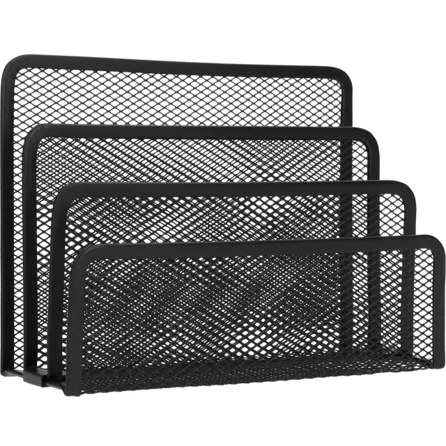 QUVIO Bureau organizer - 3 vakken - Draadstaal Zwart