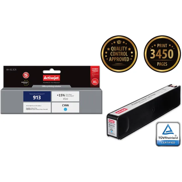 ActiveJet AH-903YRX inkt (vervanging HP 903XL T6M11AE; Premium; 12 ml; geel) Cyaan
