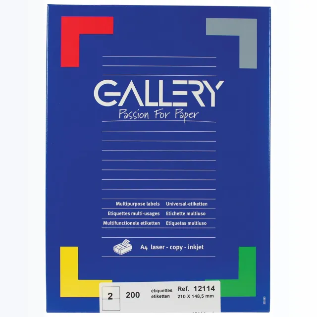 Gallery witte etiketten ft 210 x 148,5 mm (b x h), rechte hoeken, doos van 200 etiketten
