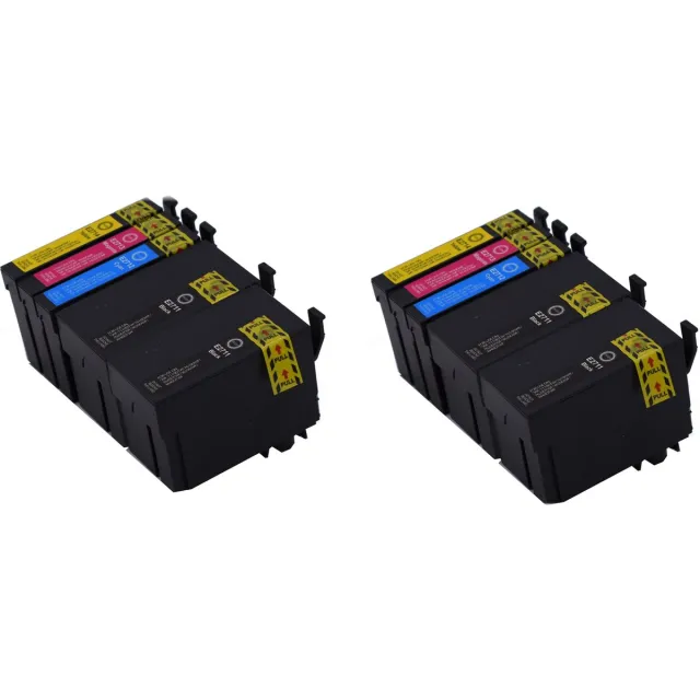 KATRIZ huismerk inkt voor|Epson 4x T2711XL Zwart+ 2x T2712XL Cyaan + 2x T2713XL Magenta + 2x T2714XL Geel | (10stuks) - T27XL, 27XL Met chip Zwart, Cyaan, Magenta, Geel