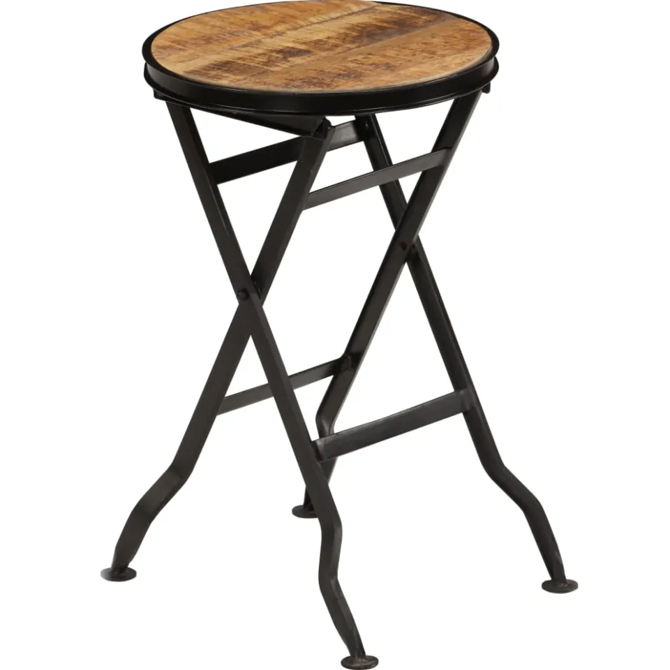 vidaXL Bureau met inklapbaar krukje 115x50x76 cm massief mangohout bruin, foto 3