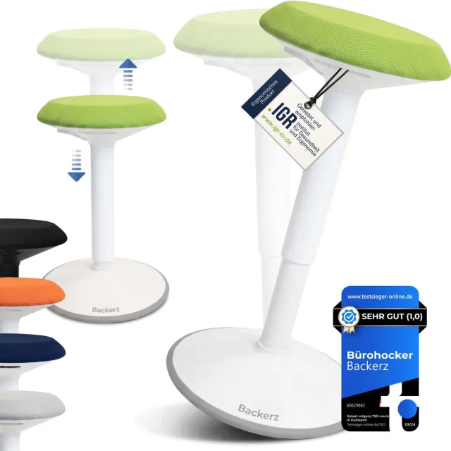 Backerz Wiebelkruk - Ergonomische Wiebel Stoel hoogte 40-60cm - Balanskruk - Zit Sta kruk - Zadelkruk Groen 5. Groen